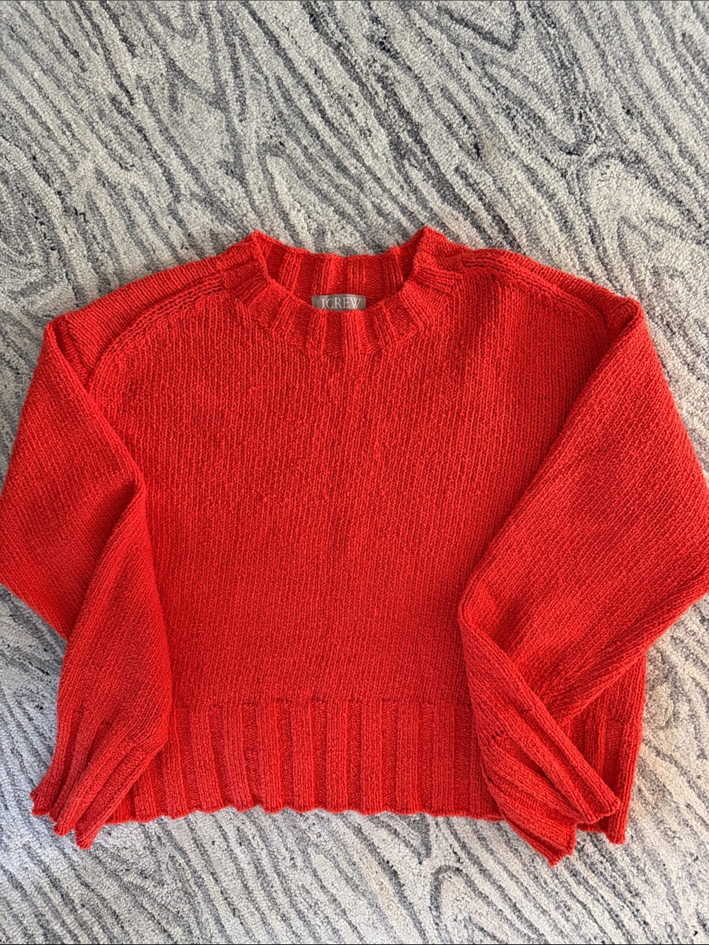 J. Crew Bright Orange Cropped Crewneck Sweater